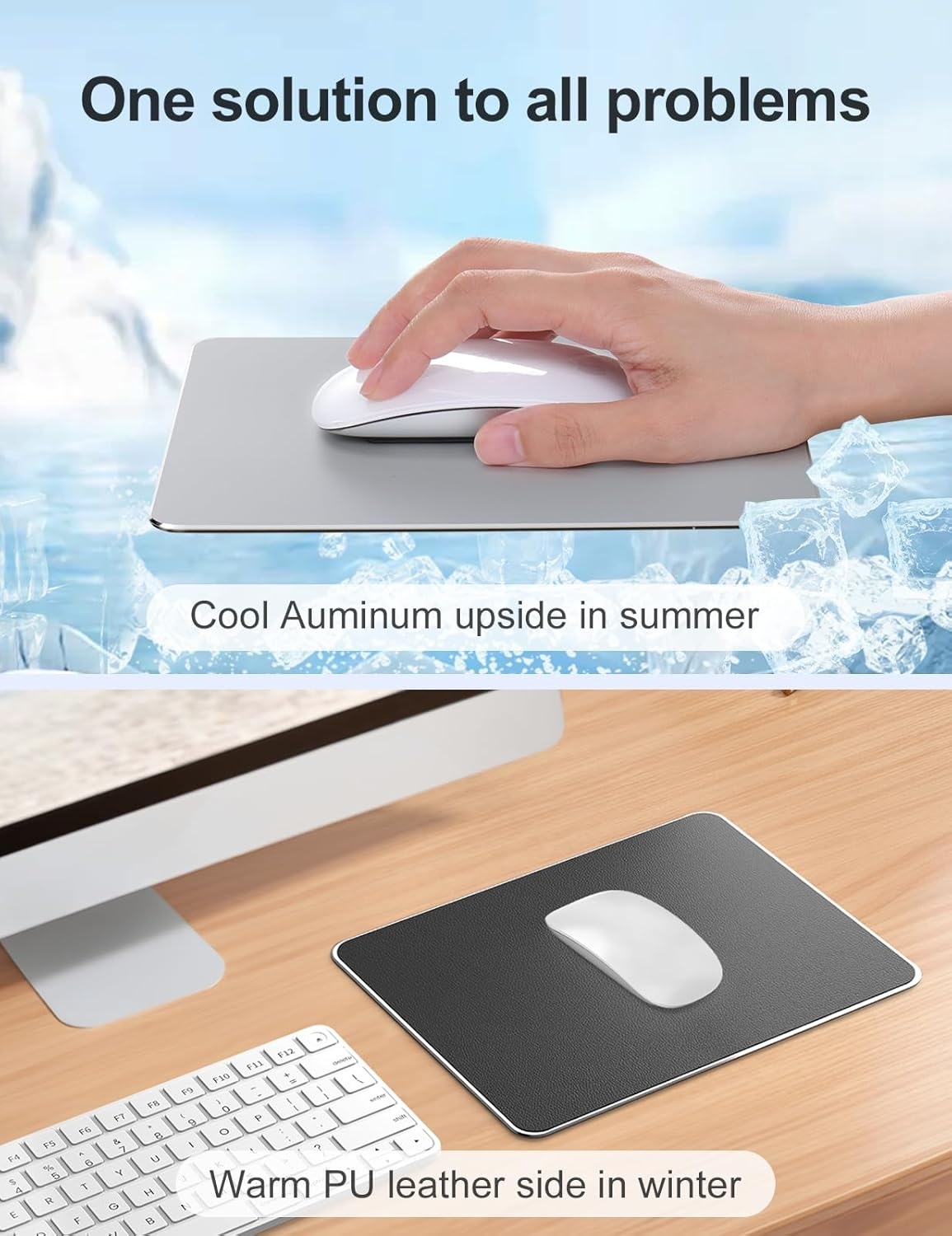 image:imageVaydeer Hard Metal Aluminum Mouse Pad Clear Modern Smooth Magic Ultra Thin Double Side Design Mouse Mat Waterproof Fast and Accurate Control Compatible for Gaming and Office Silver 1181X945 InchSilver