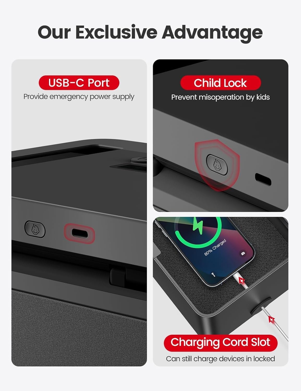 image:imageVaydeer Metal Timed Lock Box Phone Lockbox with Timer Time Locking Safe SelfControl Container with USB C ChargeChild Lock Audio Prompt Time Release Storage Locker for PhoneiPad MiniMedicineBlack