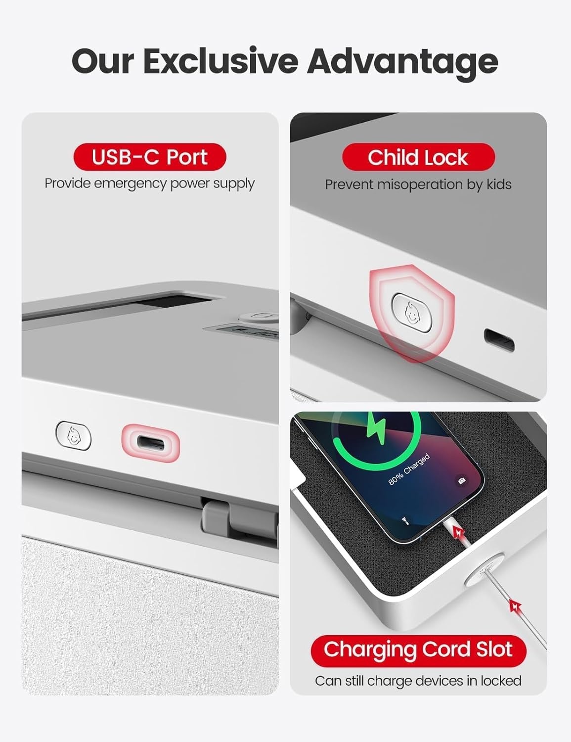 image:imageVaydeer Metal Timed Lock Box Phone Lockbox with Timer Time Locking Safe SelfControl Container with USB C ChargeChild Lock Audio Prompt Time Release Storage Locker for PhoneiPad MiniMedicineWhite