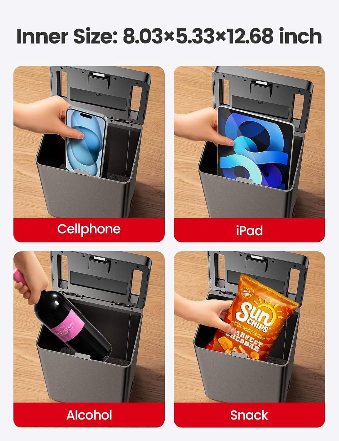 image:imageVaydeer Metal Timed Lock Box Phone Lockbox with Timer Time Locking Safe SelfControl Container with USB C ChargeChild Lock Audio Prompt Time Release Storage Locker for PhoneiPad MiniMedicineBlack