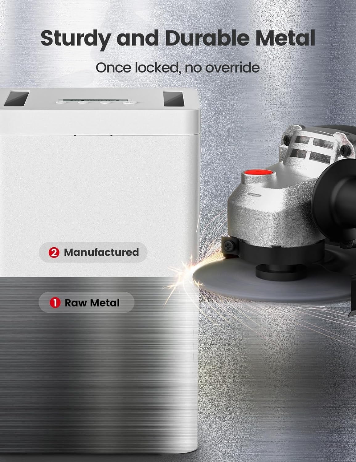 image:imageVaydeer Metal Timed Lock Box Phone Lockbox with Timer Time Locking Safe SelfControl Container with USB C ChargeChild Lock Audio Prompt Time Release Storage Locker for PhoneiPad MiniMedicineWhite