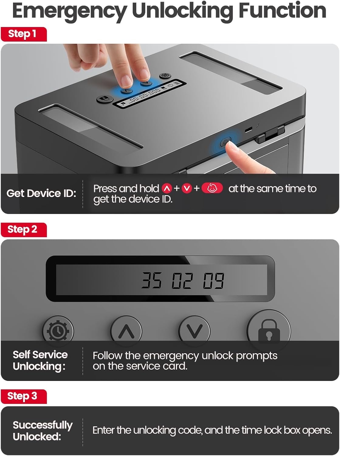 image:imageVaydeer Metal Timed Lock Box Phone Lockbox with Timer Time Locking Safe SelfControl Container with USB C ChargeChild Lock Audio Prompt Time Release Storage Locker for PhoneiPad MiniMedicineBlack