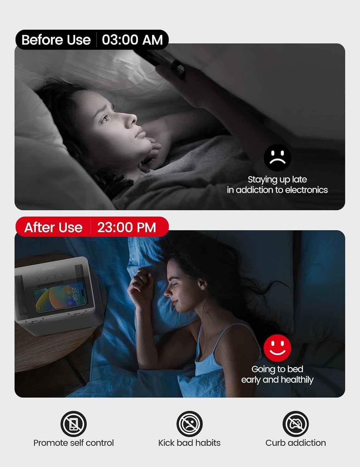 image:imageVaydeer Metal Timed Lock Box Phone Lockbox with Timer Time Locking Safe SelfControl Container with USB C ChargeChild Lock Audio Prompt Time Release Storage Locker for PhoneiPad MiniMedicineWhite