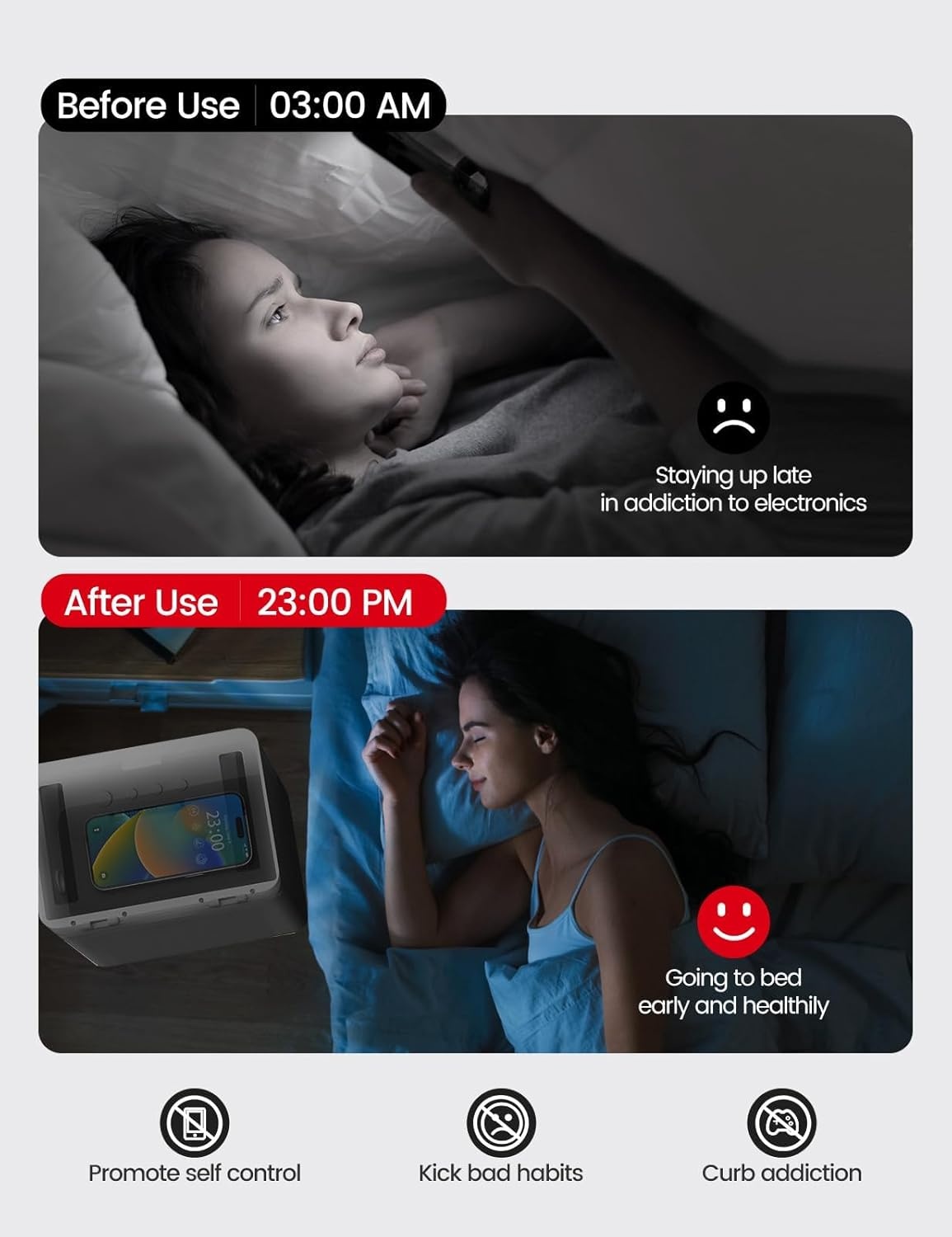 image:imageVaydeer Metal Timed Lock Box Phone Lockbox with Timer Time Locking Safe SelfControl Container with USB C ChargeChild Lock Audio Prompt Time Release Storage Locker for PhoneiPad MiniMedicineWhite