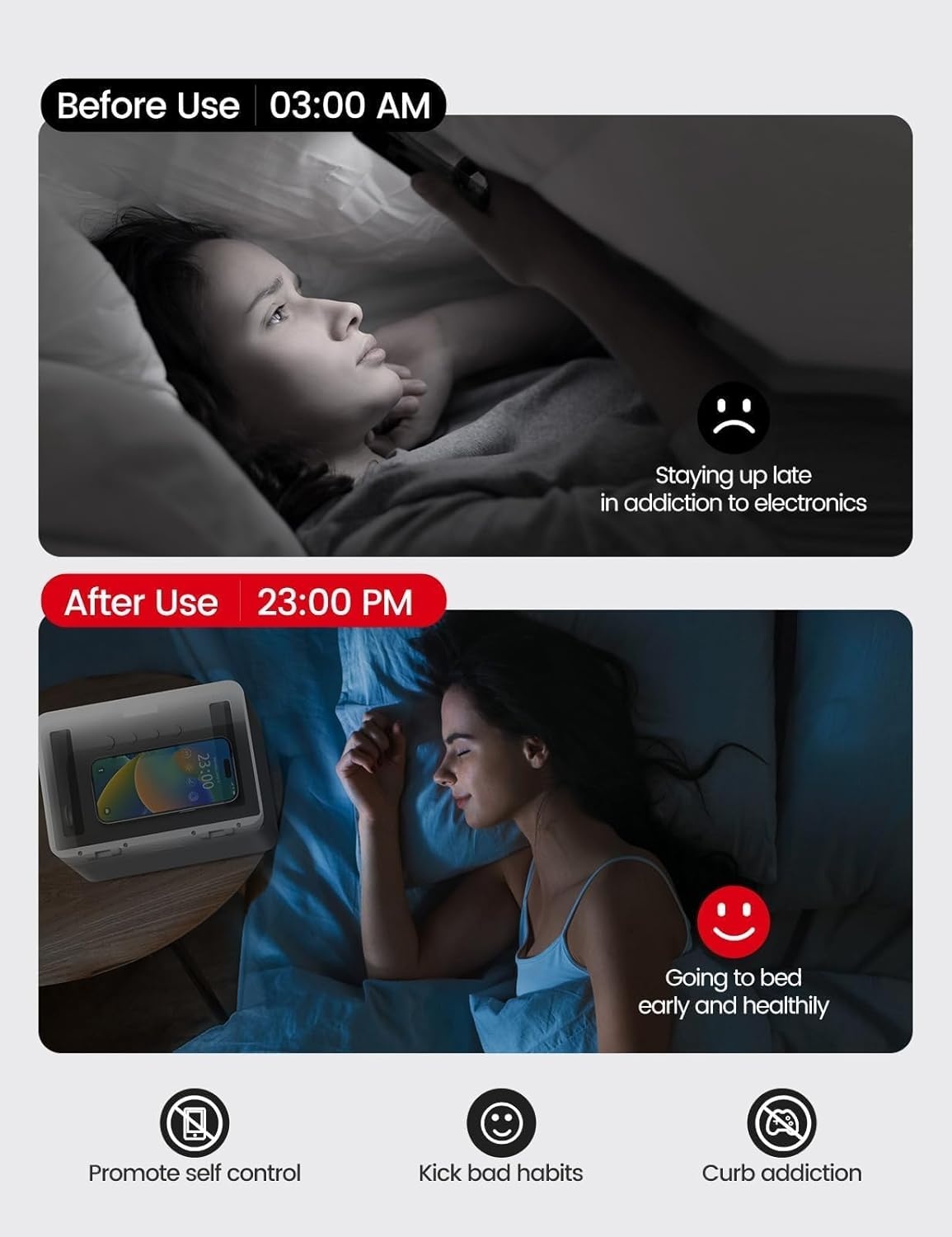 image:imageVaydeer Metal Timed Lock Box Phone Lockbox with Timer Time Locking Safe SelfControl Container with USB C ChargeChild Lock Audio Prompt Time Release Storage Locker for PhoneiPad MiniMedicineWhite