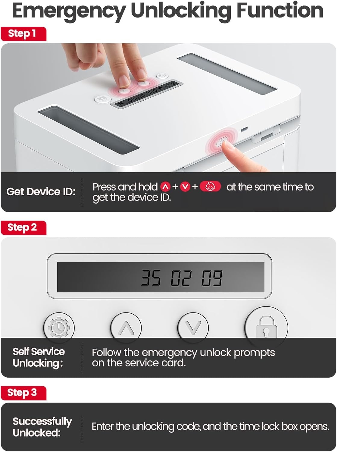 image:imageVaydeer Metal Timed Lock Box Phone Lockbox with Timer Time Locking Safe SelfControl Container with USB C ChargeChild Lock Audio Prompt Time Release Storage Locker for PhoneiPad MiniMedicineWhite