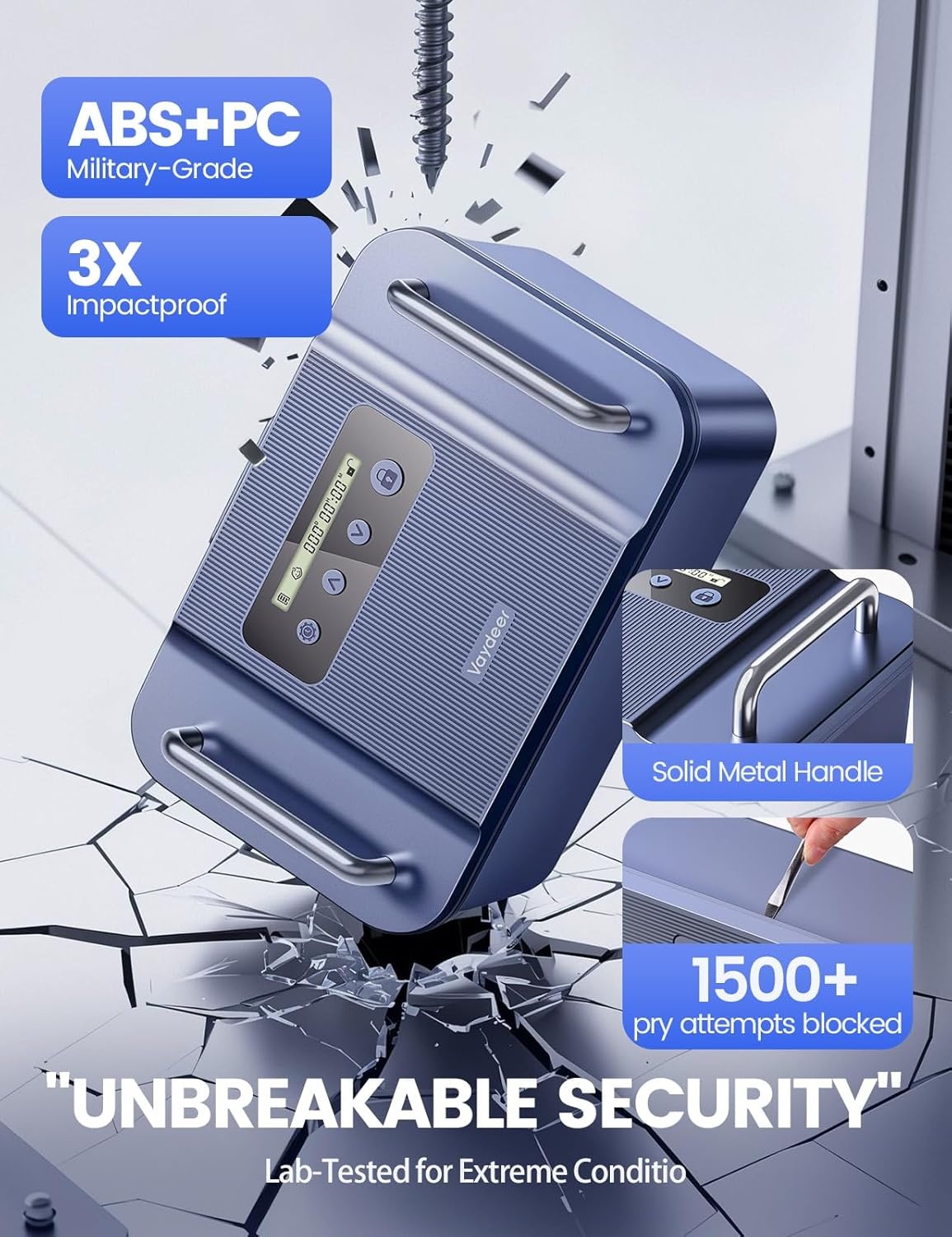 image:imageVaydeer Safe Timed Lock Box with Dual Metal HandlesPhone Lock Box with Timer Unplug from Phone Video Game Social Media Craving SelfControl Lockable Storage Box for Focus amp SelfControlBlackBlue