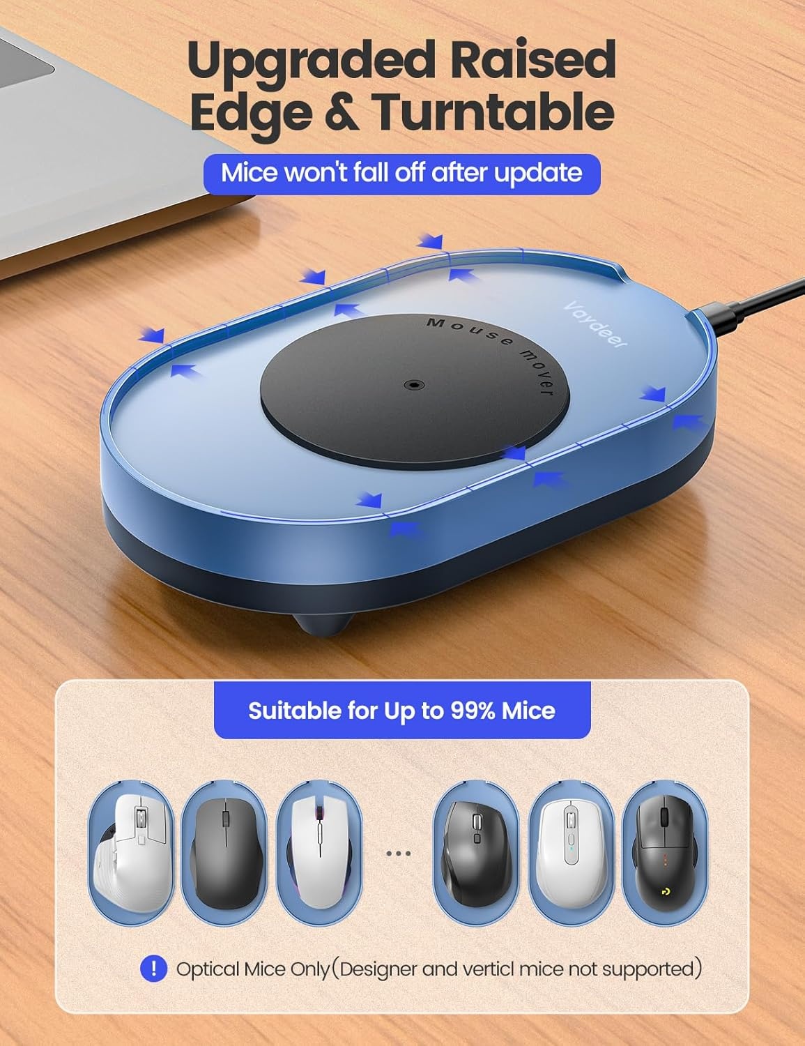 image:imageVaydeer Undetectable Mouse Mover M4 Mouse Jiggler Device with ONOff Switch DriverFree Shaker Wiggler Mouse Movement Simulation for Computer Awakening Gift Ideal for MenWomenRiver Blue