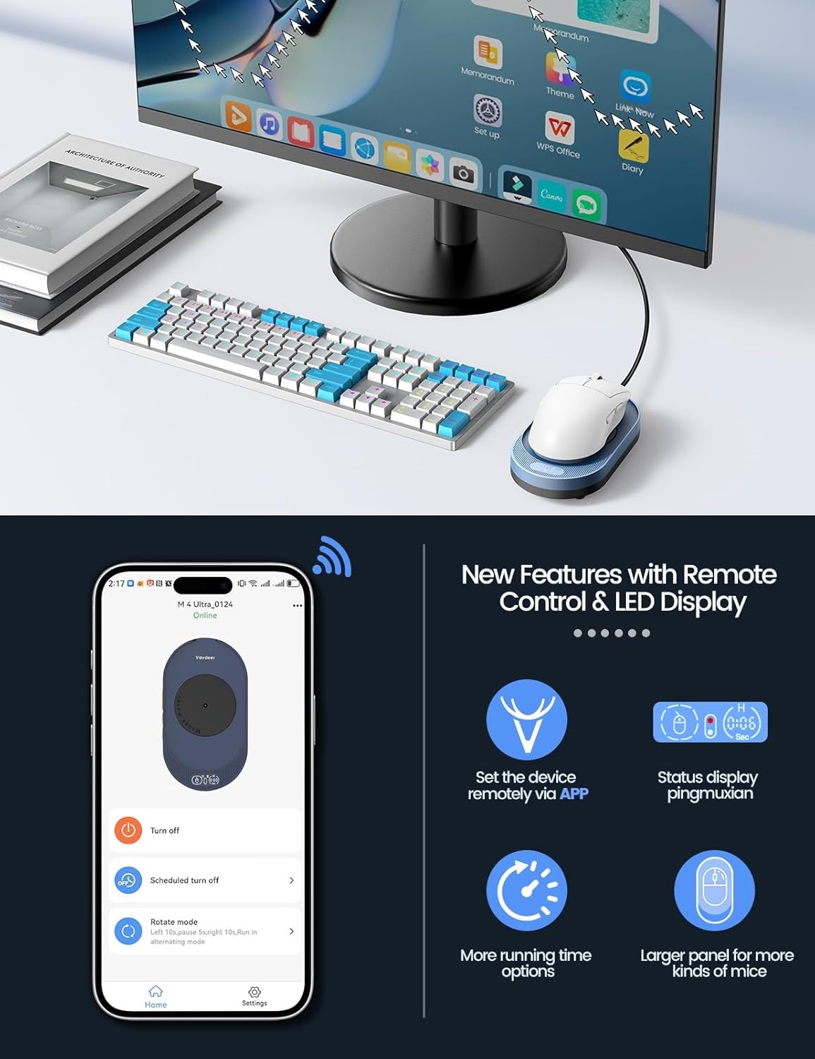 image:imageVaydeer Undetectable Mouse Mover M4 Mouse Jiggler Device with ONOff Switch DriverFree Shaker Wiggler Mouse Movement Simulation for Computer Awakening Gift Ideal for MenWomenNavy Blue