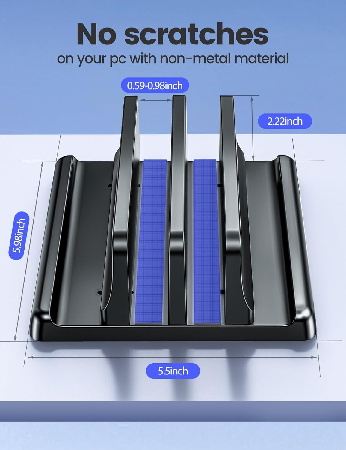 image:imageVaydeer Vertical Laptop Stand for Desk Dual Slots Plastic Laptop Holder with Space Saving 4in1 Design Adjustable Laptop Stand Supports MacBook Chromebook Surface Dell Rose GoldBlack