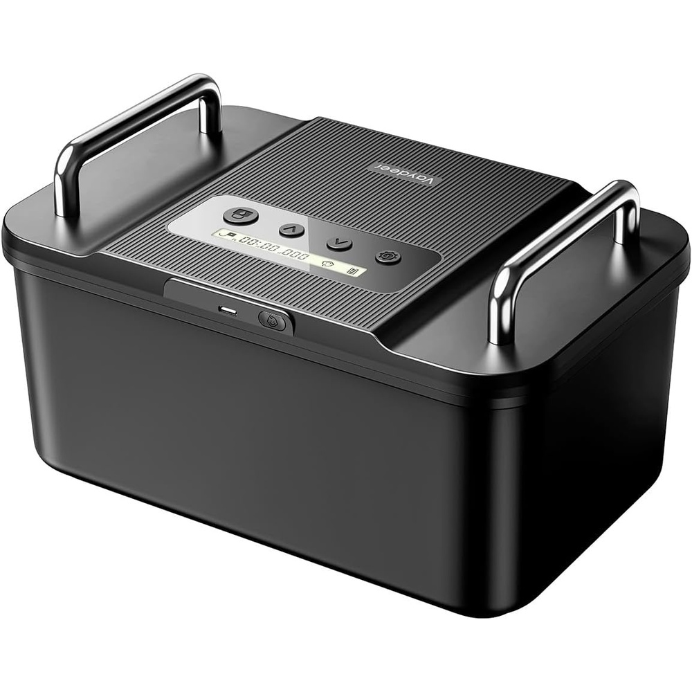 image:imageVaydeer Safe Timed Lock Box with Dual Metal HandlesPhone Lock Box with Timer Unplug from Phone Video Game Social Media Craving SelfControl Lockable Storage Box for Focus amp SelfControlBlackBlack