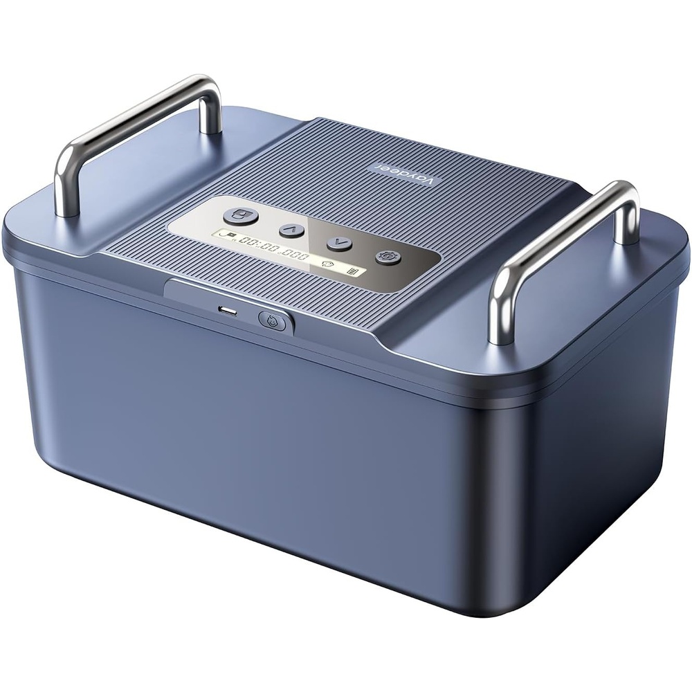 image:imageVaydeer Safe Timed Lock Box with Dual Metal HandlesPhone Lock Box with Timer Unplug from Phone Video Game Social Media Craving SelfControl Lockable Storage Box for Focus amp SelfControlBlackBlue