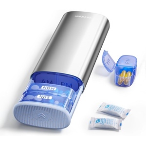image:imageVaydeer Metal Pill Organizer 3 Times a Day Weekly Pill Box with Builtin Desiccant Compartment Airtight 7 Day Travel Pill Case for Medication Vitamins amp Supplements Rose GoldSilver