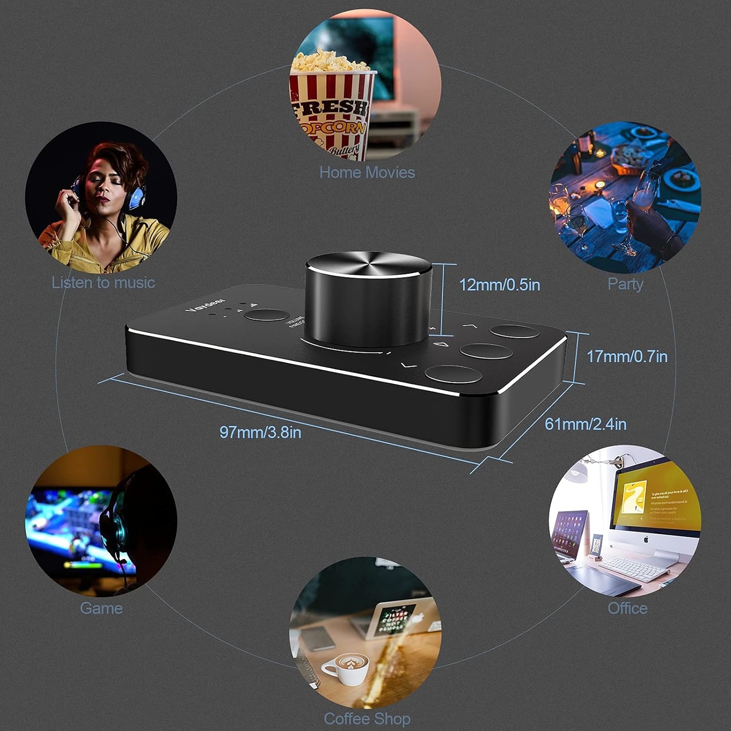 image:imageVAYDEER Volume Control Knob with OneClick Mute Function and 3 Volume Control Modes USB Volume Knob Multimedia Controller for Win 7810Mac Gift for Festivals Loved Ones