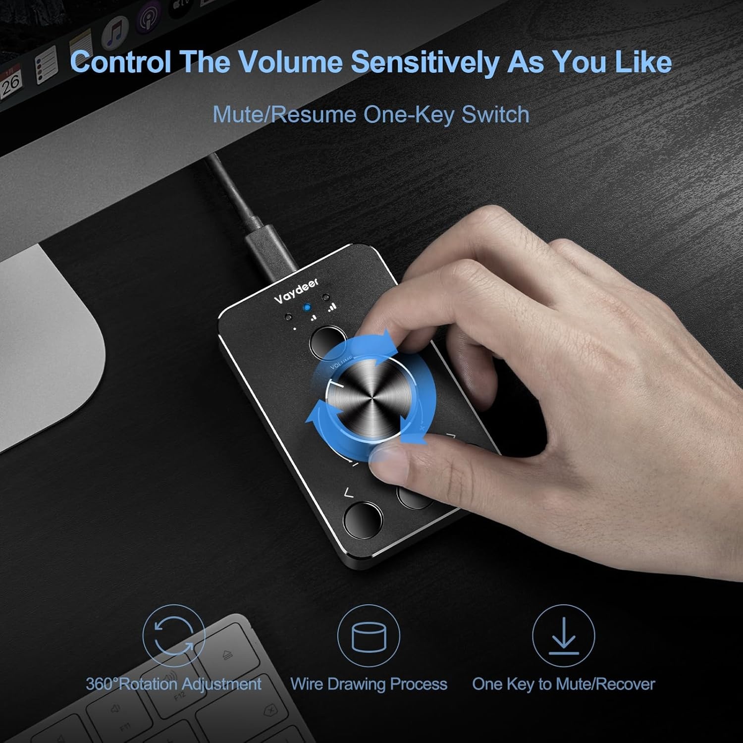 image:imageVAYDEER Volume Control Knob with OneClick Mute Function and 3 Volume Control Modes USB Volume Knob Multimedia Controller for Win 7810Mac Gift for Festivals Loved Ones
