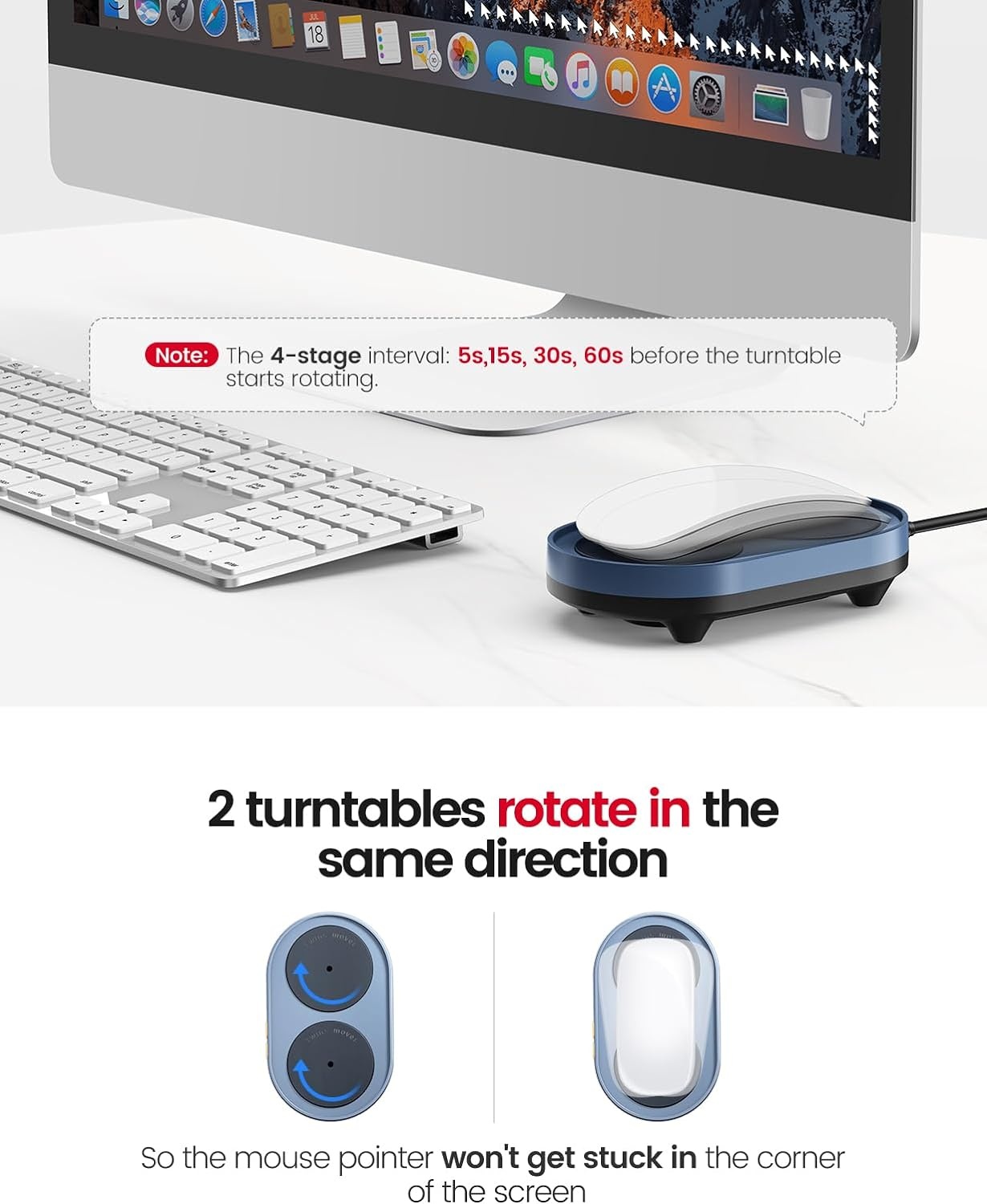 image:imageVaydeer Dual Turntable Mouse Mover Turbo 3 Mouse Jiggler with Adjustable Intervals ONOff Switch Undetectable amp Noiseless Mouse Shaker Simulate Realistic Mouse Movement for Secure Computer Activity