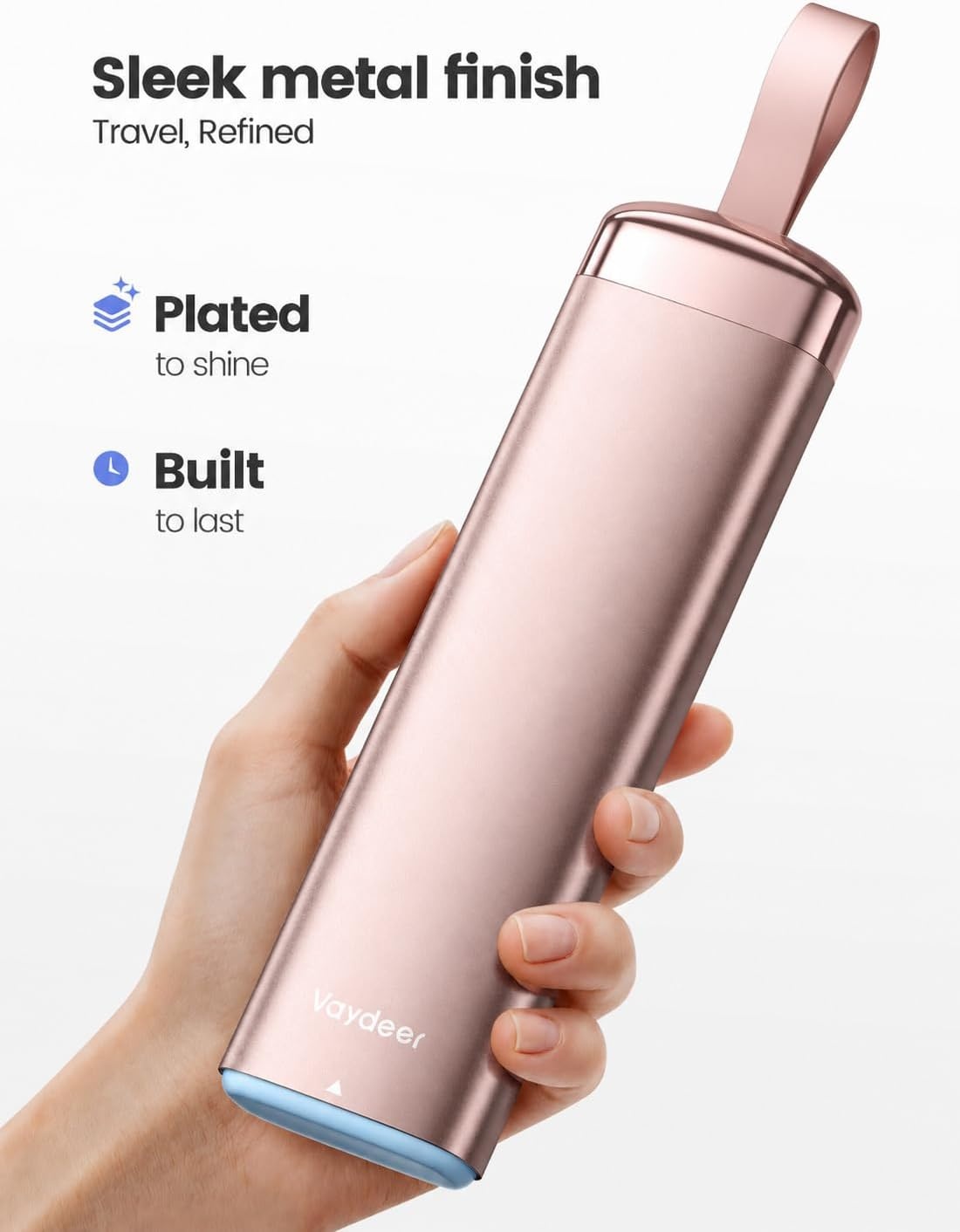 image:imageVaydeer Metal 7 Day Pill Organizer with Builtin Desiccant Compartment Airtight Weekly Travel Pill Box with Carry Handle Slim SlideOut Pill Case for Medication Vitamins amp Supplements SilverA3rose Gold