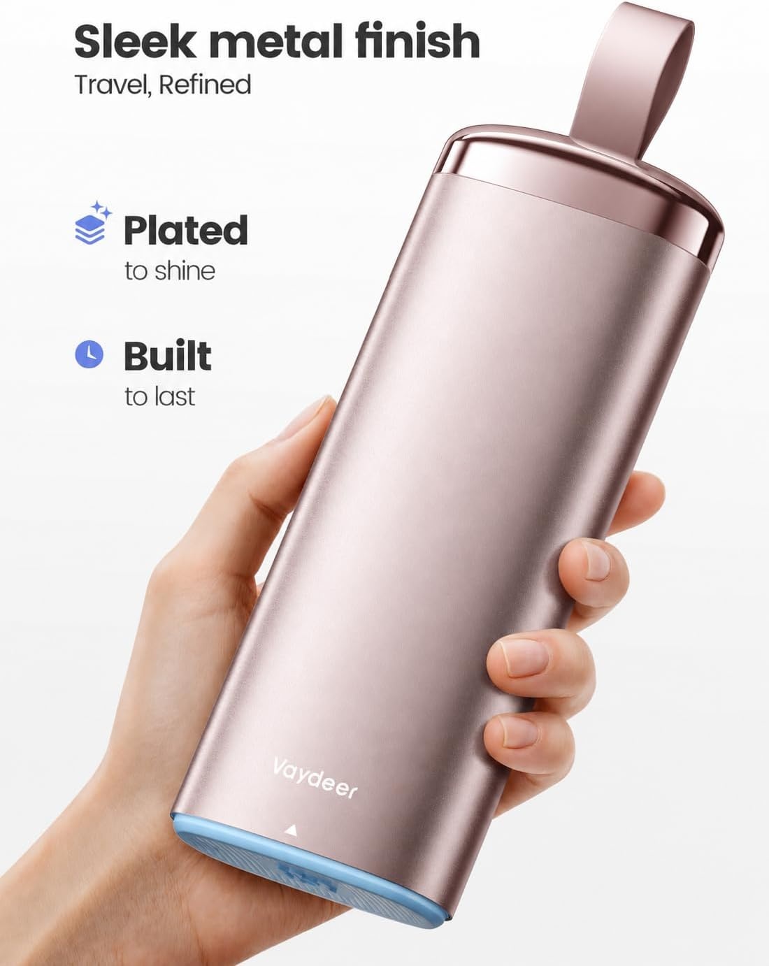 image:imageVaydeer Metal 7 Day Pill Organizer with Builtin Desiccant Compartment Airtight Weekly Travel Pill Box with Carry Handle Slim SlideOut Pill Case for Medication Vitamins amp Supplements SilverA3rose Gold