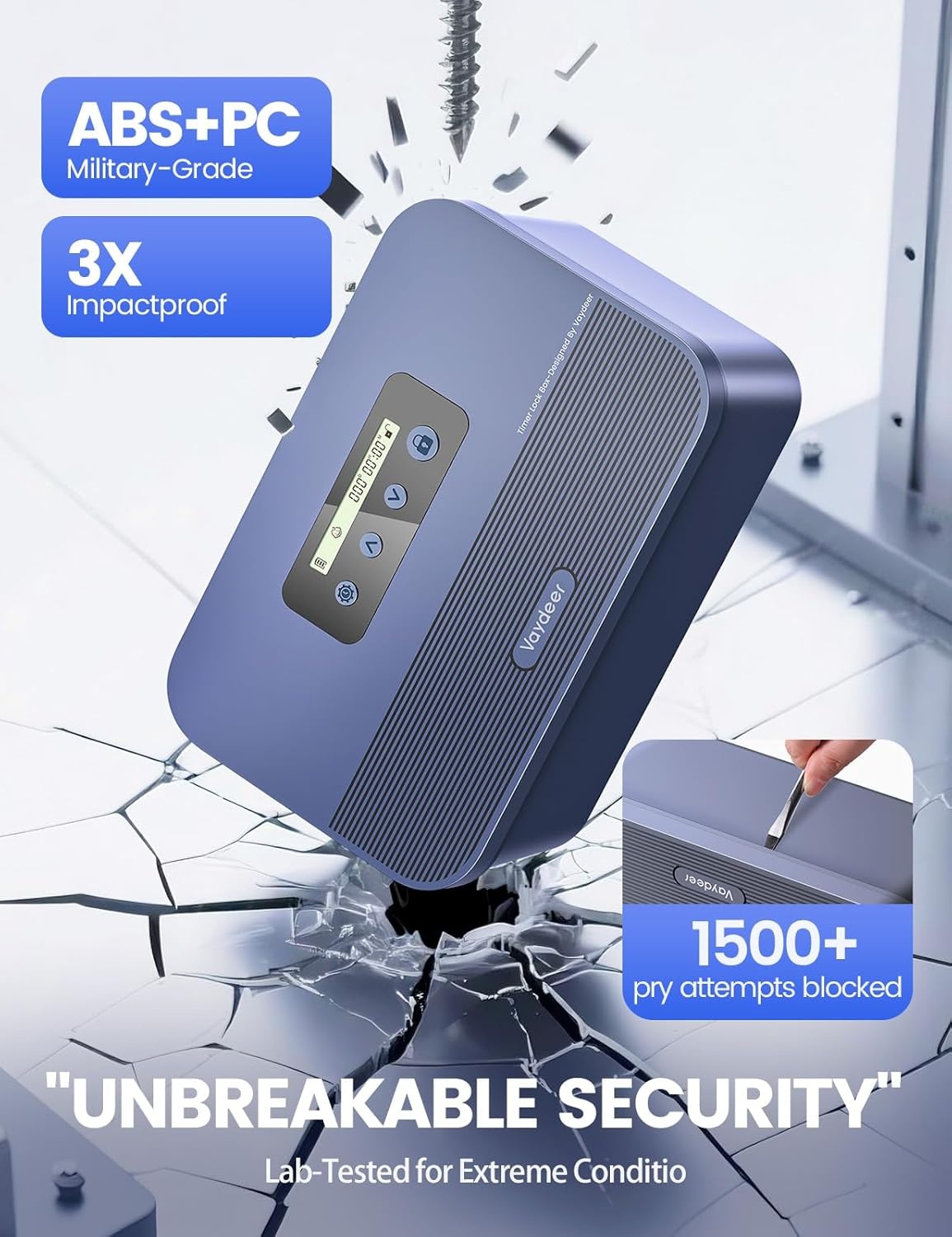 image:imageVaydeer Safe Timed Lock Box Phone Lock Box with Timer Unplug from Phones Video Games Social Media Snacks amp Cravings SelfControl Lockable Storage Box for Focus amp SelfControlDark BlueBlack