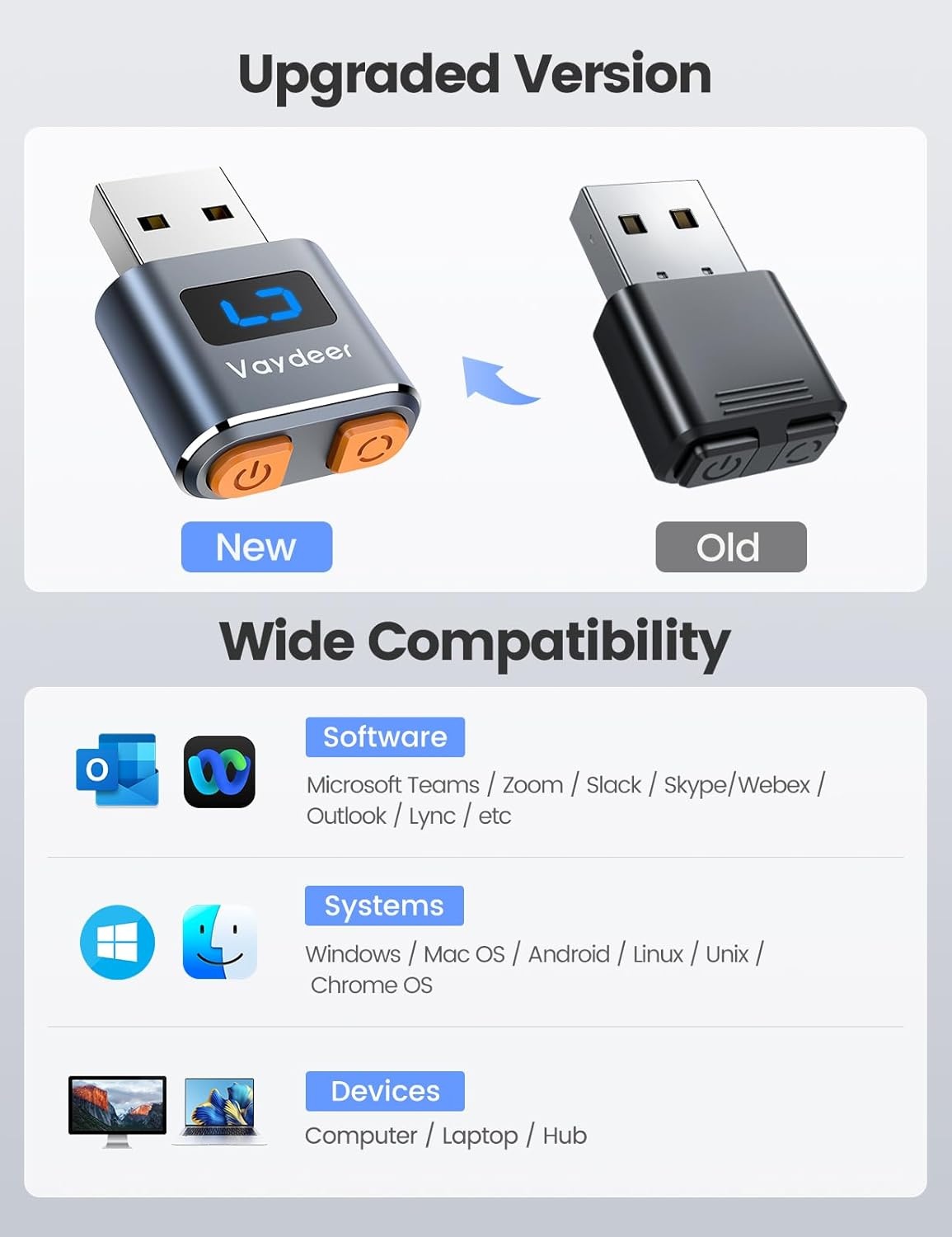 image:imageVaydeer Tiny Mouse Jiggler T3s Mouse Mover Made of Premium Aluminum Alloy Longer Life Span Plug and Play 100 Undetectable 3 Natural and Random Tracks USB Mouse Mover to Boost Your Productivity