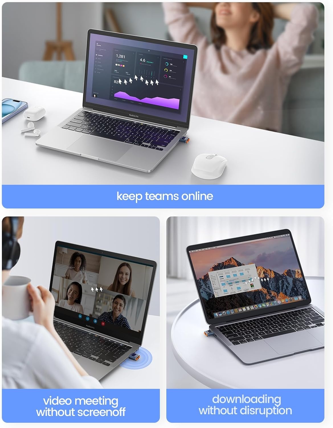 image:imageVaydeer Tiny Mouse Jiggler T3s Mouse Mover Made of Premium Aluminum Alloy Longer Life Span Plug and Play 100 Undetectable 3 Natural and Random Tracks USB Mouse Mover to Boost Your Productivity
