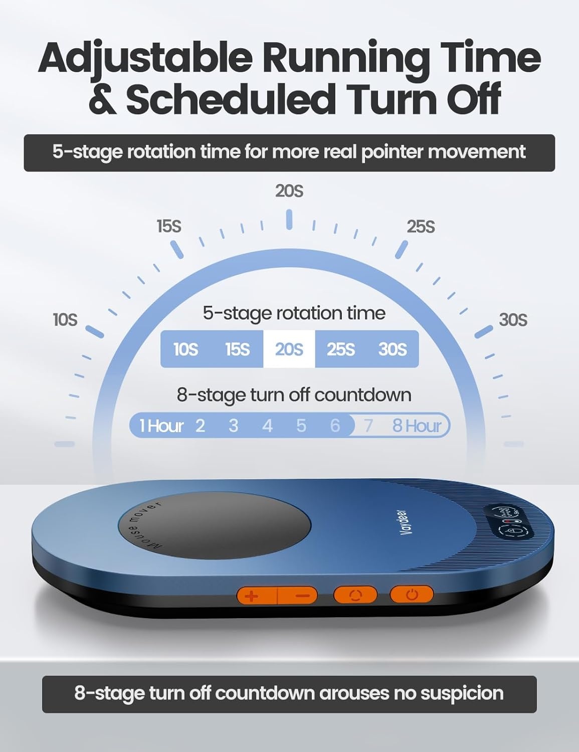 image:imageVaydeer Ultra Slim Mouse Mover Air 3 Mouse Jiggler with Adjustable Interval Timer Undetectable amp Noiseless Simulates Realistic Movement DriverFree Shaker for Keeping The PC Active Misty WhiteBlack