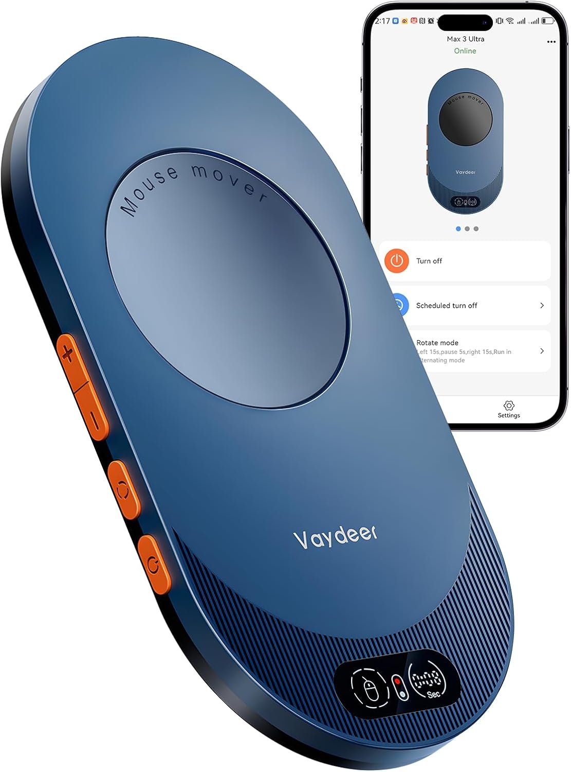 image:imageVaydeer Ultra Slim Mouse Mover Air 3 Mouse Jiggler with Adjustable Interval Timer Undetectable amp Noiseless Simulates Realistic Movement DriverFree Shaker for Keeping The PC Active Misty WhiteLight Blue