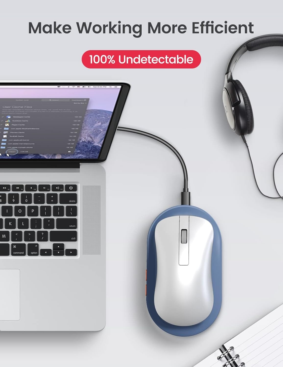 image:imageVaydeer Ultra Slim Mouse Mover Air 3 Mouse Jiggler with Adjustable Interval Timer Undetectable amp Noiseless Simulates Realistic Movement DriverFree Shaker for Keeping The PC Active Misty WhiteDark Blue