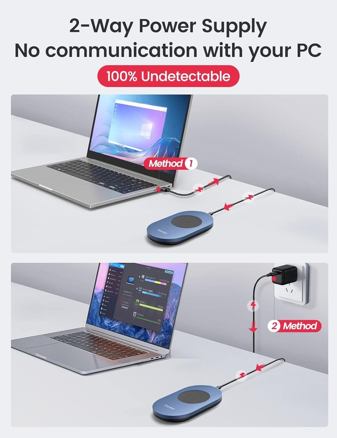 image:imageVaydeer Ultra Slim Mouse Mover Air 3 Mouse Jiggler with Adjustable Interval Timer Undetectable amp Noiseless Simulates Realistic Movement DriverFree Shaker for Keeping The PC Active Misty WhiteDark Blue
