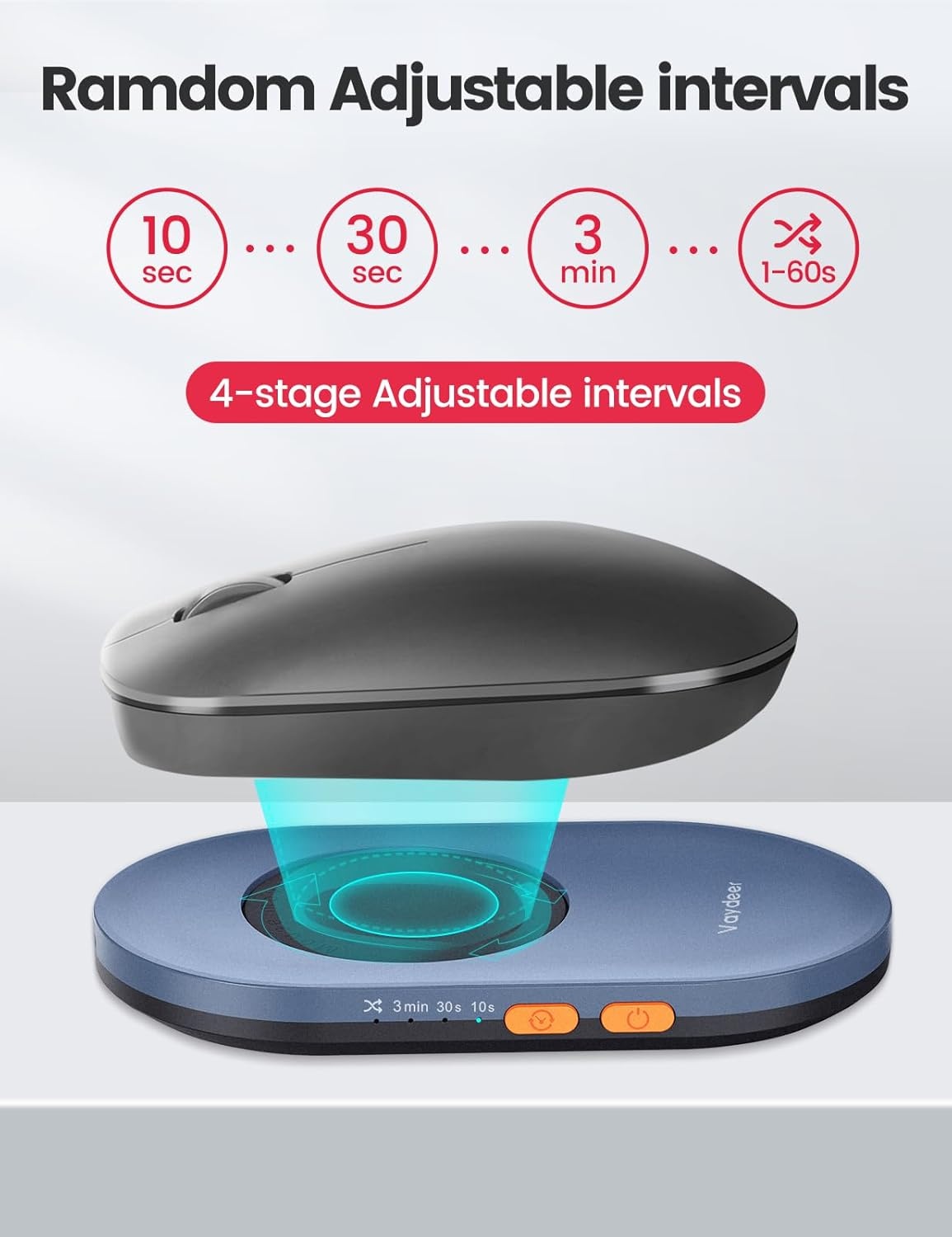 image:imageVaydeer Ultra Slim Mouse Mover Air 3 Mouse Jiggler with Adjustable Interval Timer Undetectable amp Noiseless Simulates Realistic Movement DriverFree Shaker for Keeping The PC Active Misty WhiteDark Blue