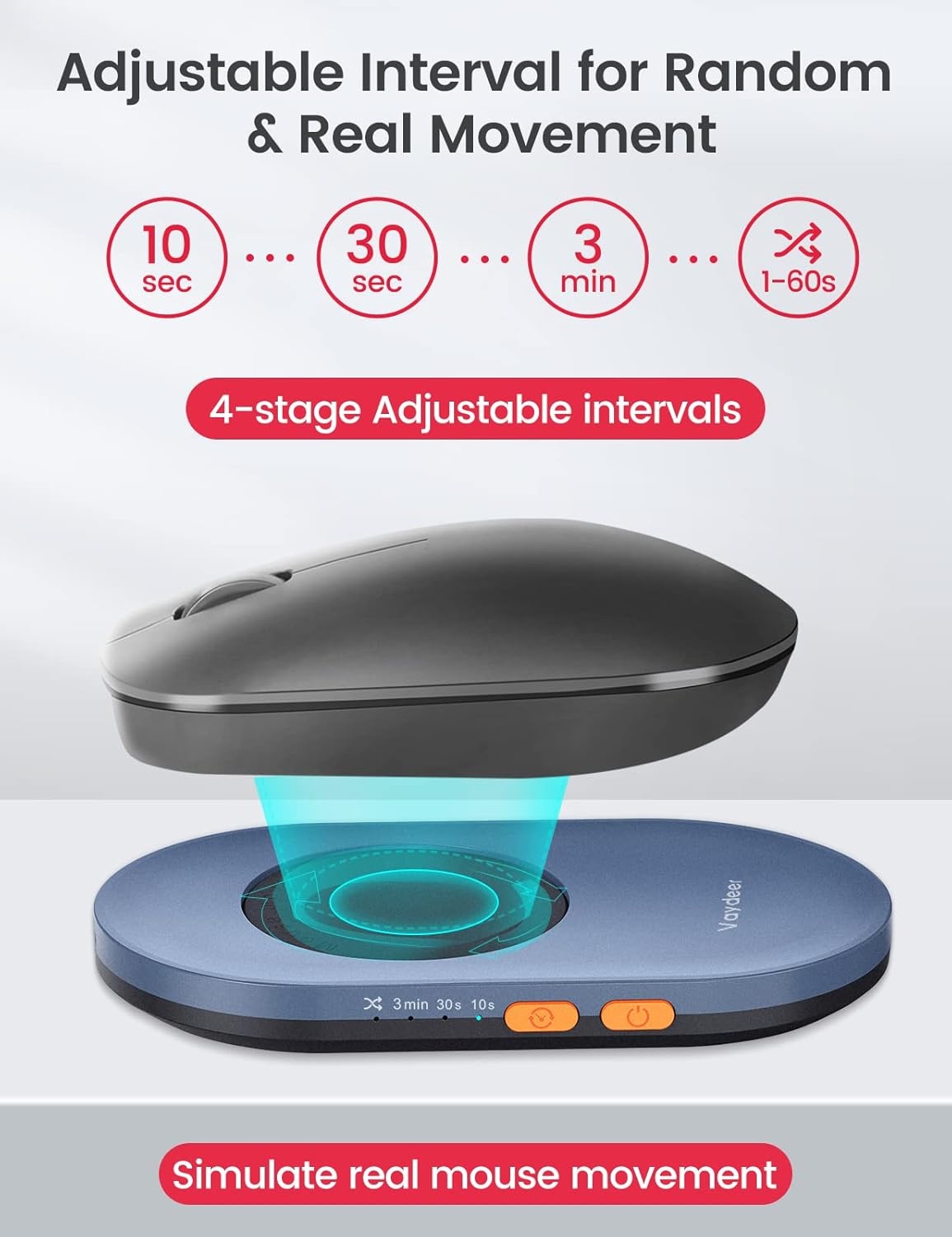 image:imageVaydeer Ultra Slim Mouse Mover Air 3 Mouse Jiggler with Adjustable Interval Timer Undetectable amp Noiseless Simulates Realistic Movement DriverFree Shaker for Keeping The PC Active Misty WhiteLight Purple