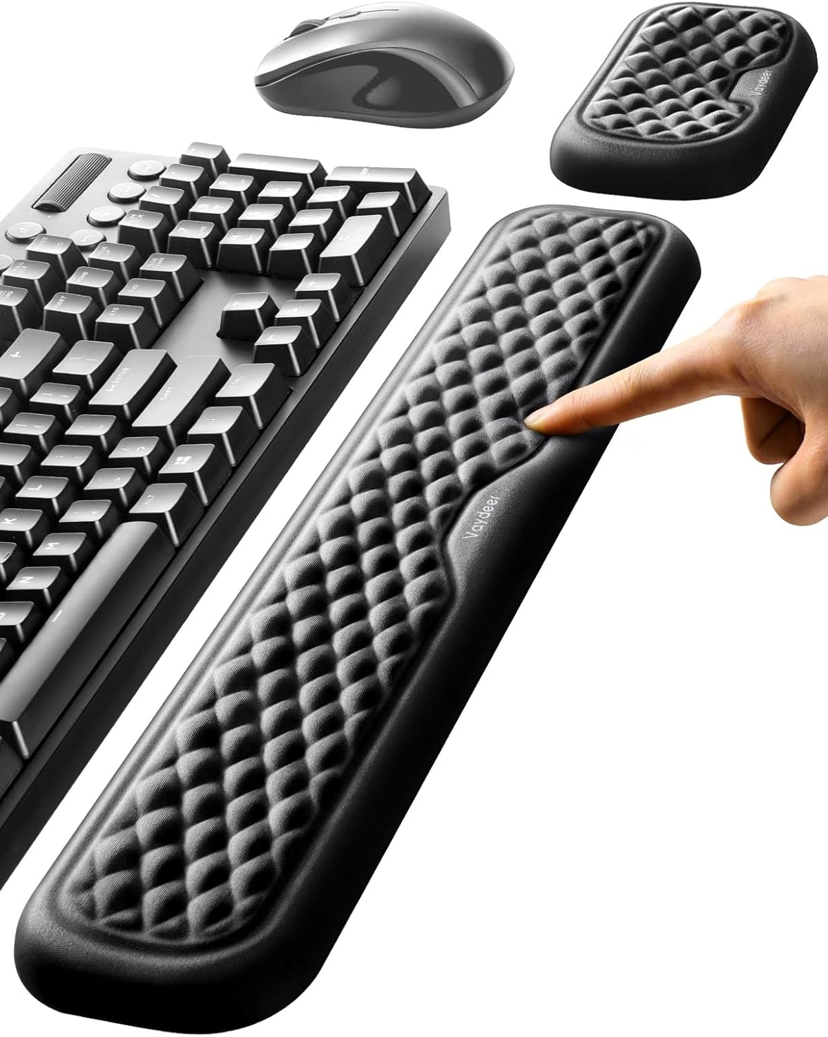 image:imageVaydeer Wrist Rest for Keyboard and Mouse Computer Ergonomic Wrist Support Pad Set Soft Memory Foam Arm Cushion for Desk Palm Hand Office Gaming Laptop TypingMediumBlack