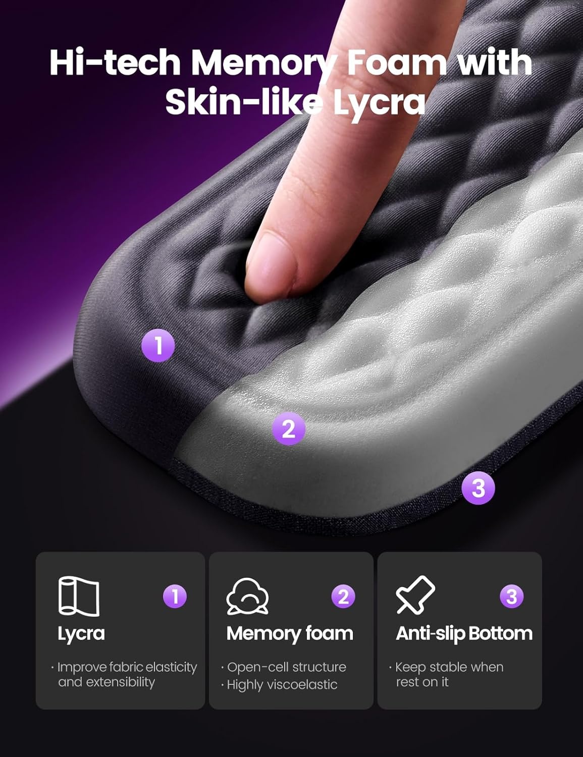 image:imageVaydeer Wrist Rest for Keyboard and Mouse Computer Ergonomic Wrist Support Pad Set Soft Memory Foam Arm Cushion for Desk Palm Hand Office Gaming Laptop TypingMediumBlack