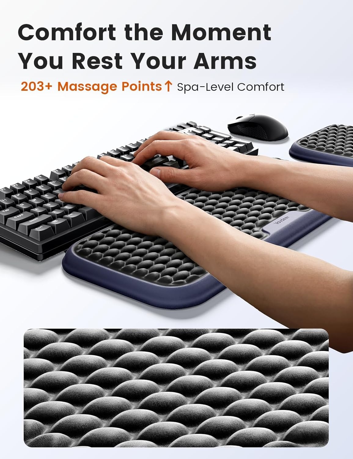 image:imageVaydeer Wrist Rest for Keyboard and Mouse Computer Ergonomic Wrist Support Pad Set Soft Memory Foam Arm Cushion for Desk Palm Hand Office Gaming Laptop TypingMediumRose Pink and Cream White