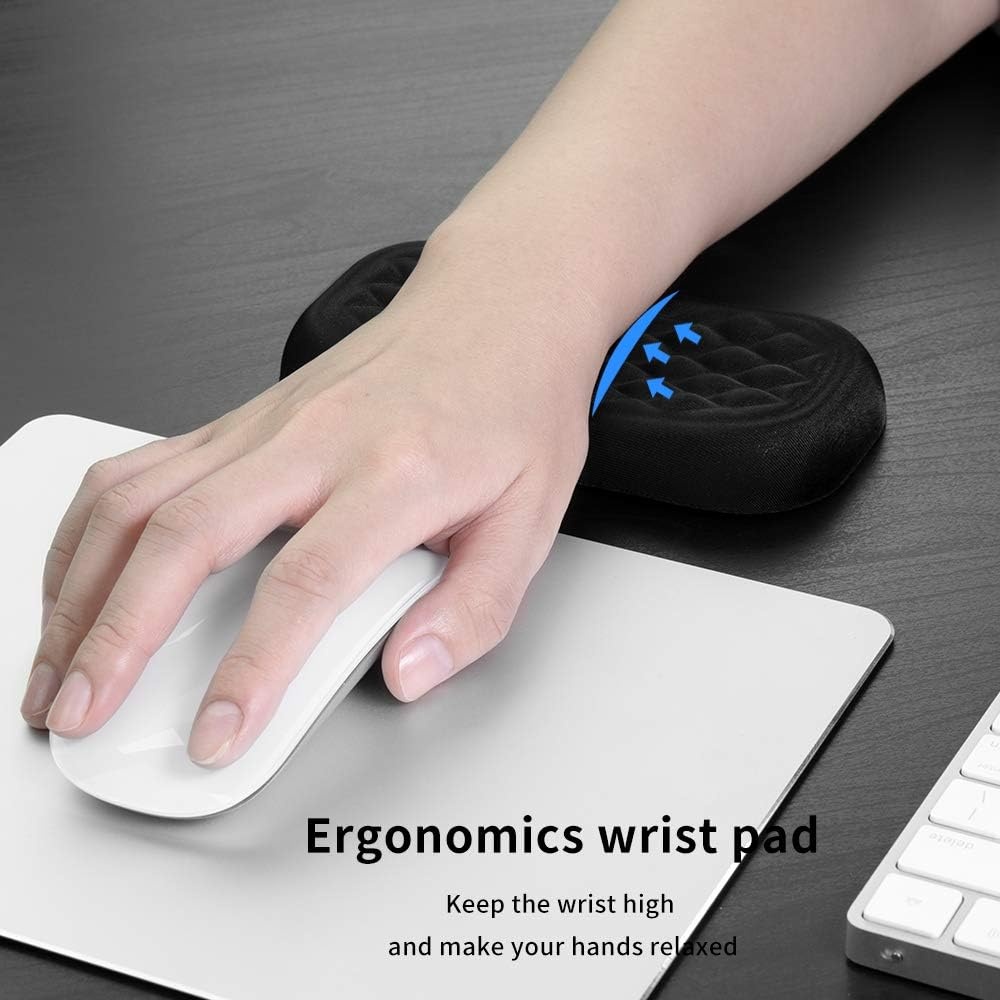 image:imageVaydeer Wrist Rest for Keyboard and Mouse Computer Ergonomic Wrist Support Pad Set Soft Memory Foam Arm Cushion for Desk Palm Hand Office Gaming Laptop TypingMediumBlack