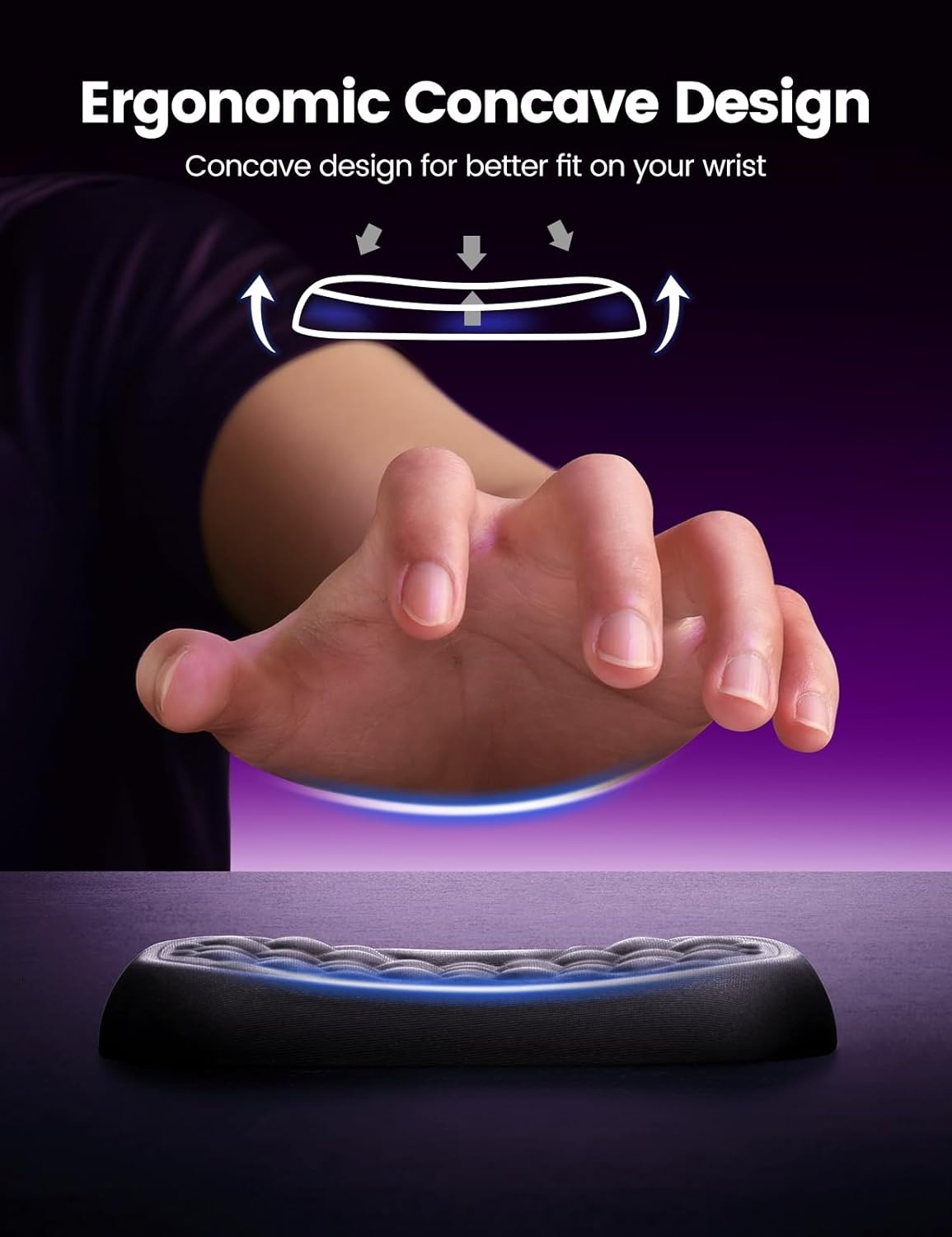 image:imageVaydeer Wrist Rest for Keyboard and Mouse Computer Ergonomic Wrist Support Pad Set Soft Memory Foam Arm Cushion for Desk Palm Hand Office Gaming Laptop TypingMediumOcean Blue