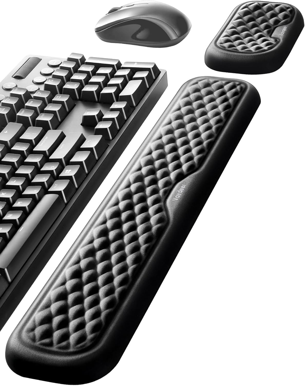 image:imageVaydeer Wrist Rest for Keyboard and Mouse Computer Ergonomic Wrist Support Pad Set Soft Memory Foam Arm Cushion for Desk Palm Hand Office Gaming Laptop TypingMediumBlack
