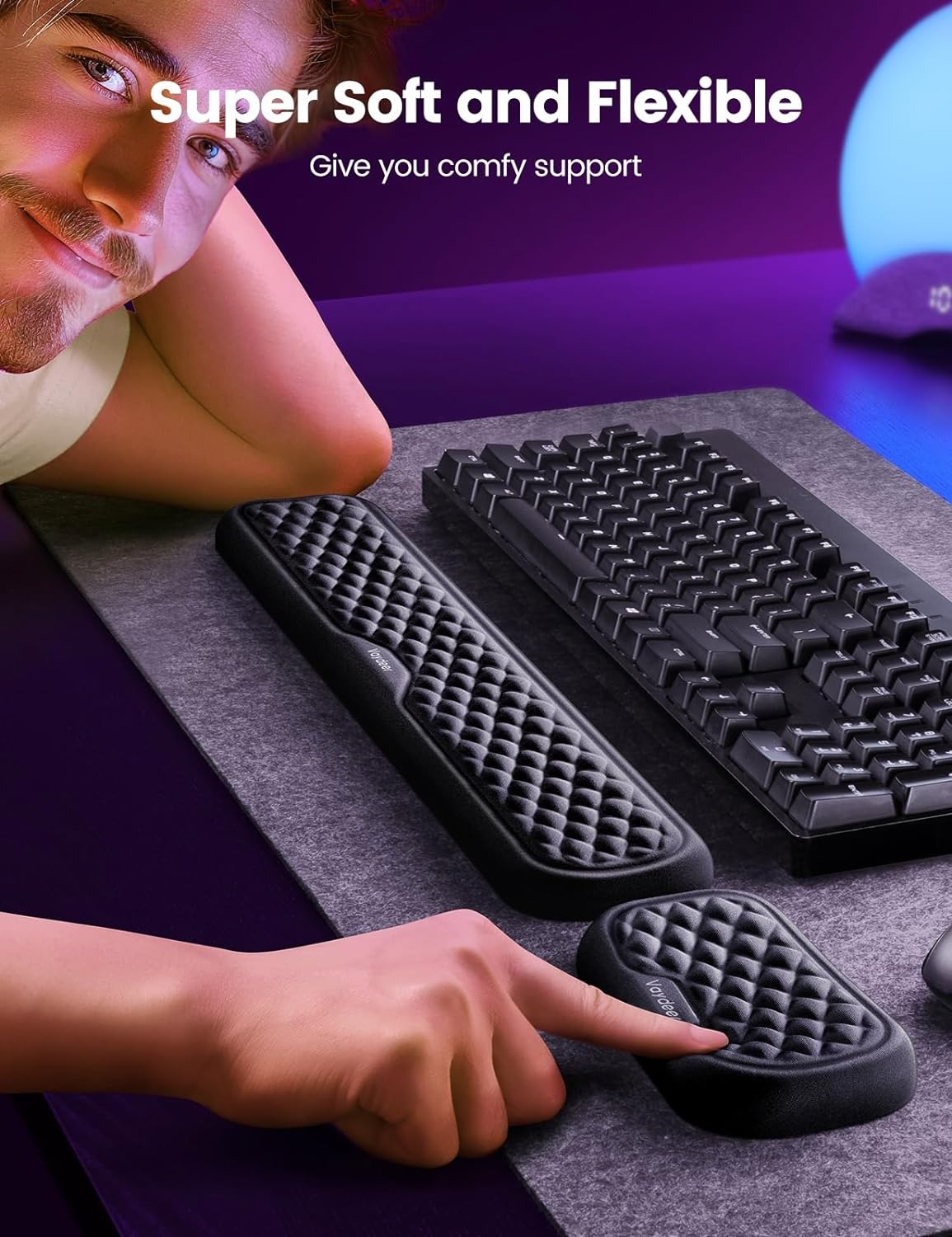 image:imageVaydeer Wrist Rest for Keyboard and Mouse Computer Ergonomic Wrist Support Pad Set Soft Memory Foam Arm Cushion for Desk Palm Hand Office Gaming Laptop TypingMediumPink