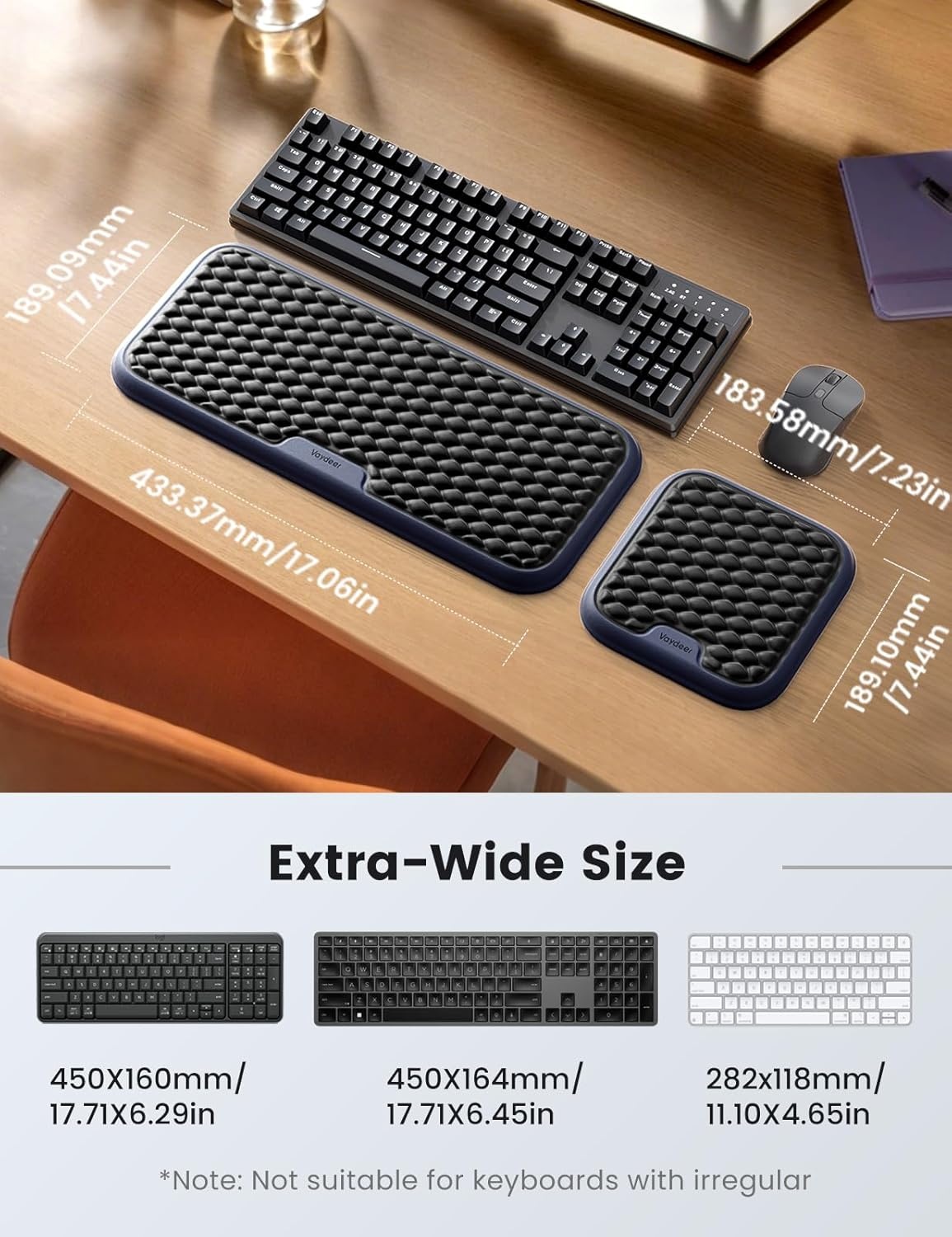 image:imageVaydeer Wrist Rest for Keyboard and Mouse Computer Ergonomic Wrist Support Pad Set Soft Memory Foam Arm Cushion for Desk Palm Hand Office Gaming Laptop TypingMediumRose Pink and Cream White