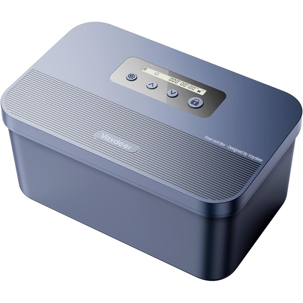 image:imageVaydeer Safe Timed Lock Box Phone Lock Box with Timer Unplug from Phones Video Games Social Media Snacks amp Cravings SelfControl Lockable Storage Box for Focus amp SelfControlDark BlueBlue