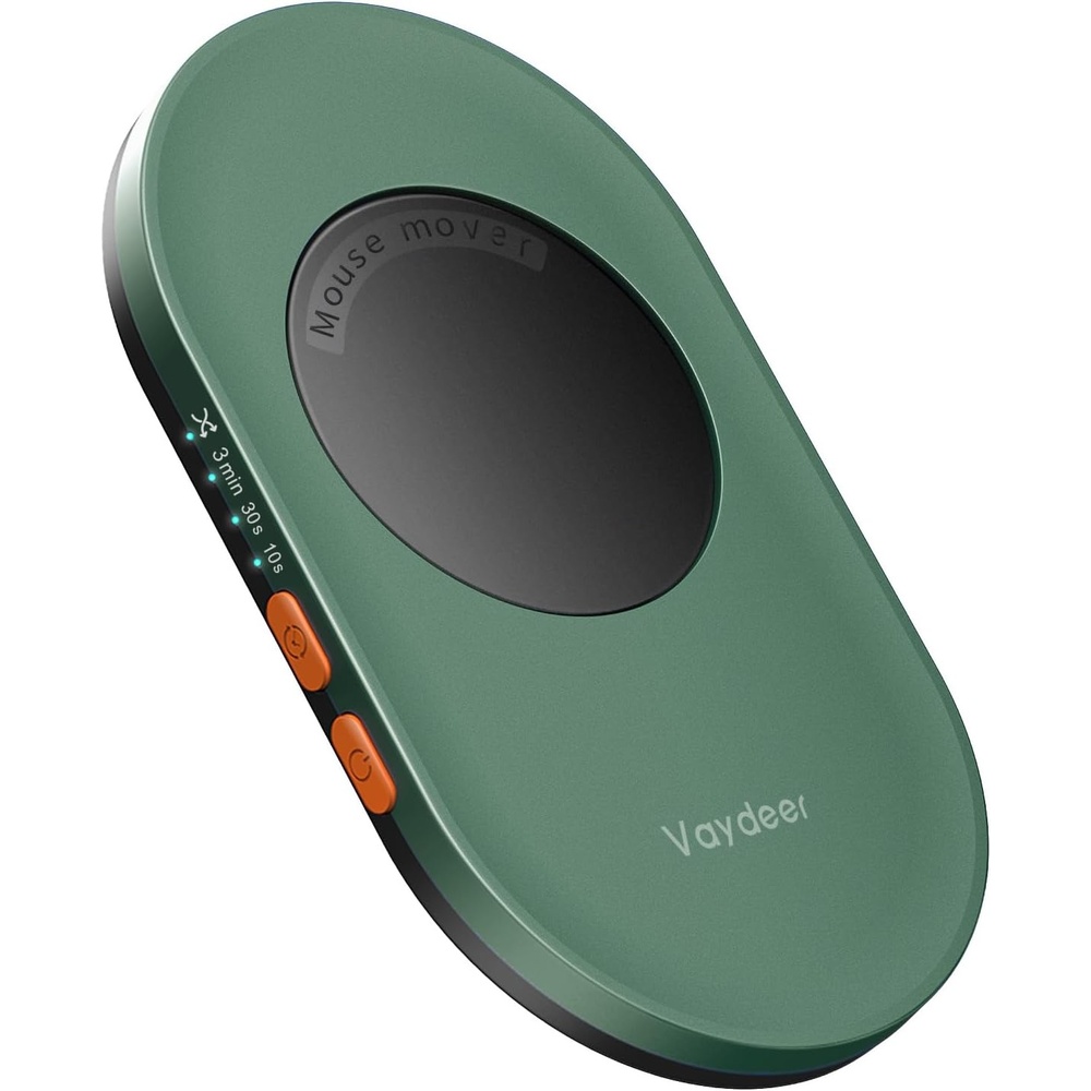 image:imageVaydeer Ultra Slim Mouse Mover Air 3 Mouse Jiggler with Adjustable Interval Timer Undetectable amp Noiseless Simulates Realistic Movement DriverFree Shaker for Keeping The PC Active Misty WhiteDark Green