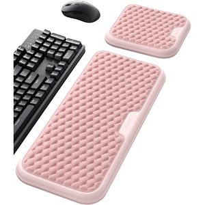 image:imageVaydeer Wrist Rest for Keyboard and Mouse Computer Ergonomic Wrist Support Pad Set Soft Memory Foam Arm Cushion for Desk Palm Hand Office Gaming Laptop TypingMediumRose Pink and Cream White