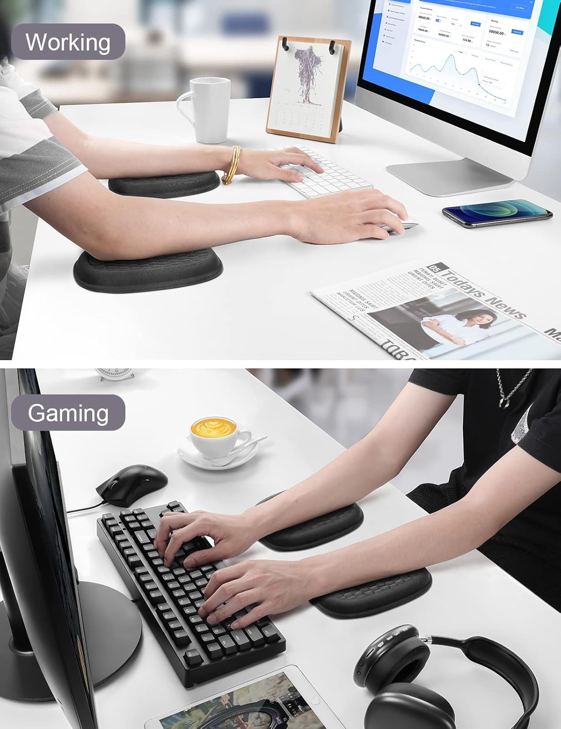 image:imageVaydeer 2Pcs Cloud Elbow Pads Desk Arm Rest Support Soft Memory Foam Wrist Rest Ergonomic Cushion Carpal Tunnel Pain Relief Gel Mouse Pillow for Computer Laptop Office Gaming Car Chair Accessory2