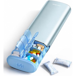 image:imageVaydeer 7 Day Weekly Pill Organizer 2 Times a Day Metal Am Pm Travel Pill Case Large Capacity Twice Daily Cute Pill Box for Supplements Pills Vitamins and Medication PurpleBlue