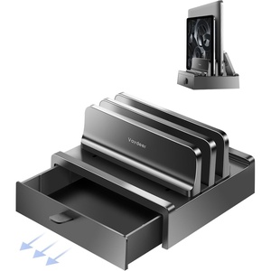 image:imageVaydeer Vertical Laptop Stand with DrawerDual Slots Plastic Laptop Holder Storage with Space Saving 4in1 DesignAdjustable Laptop Organizer Stand for DeskSupports MacBookChromebookSurfaceDell